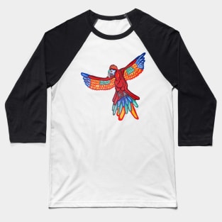 Red Majestic Flying Macaw Baseball T-Shirt